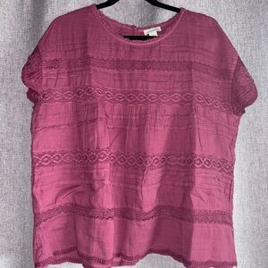Elegant Lace Trim Pink Top